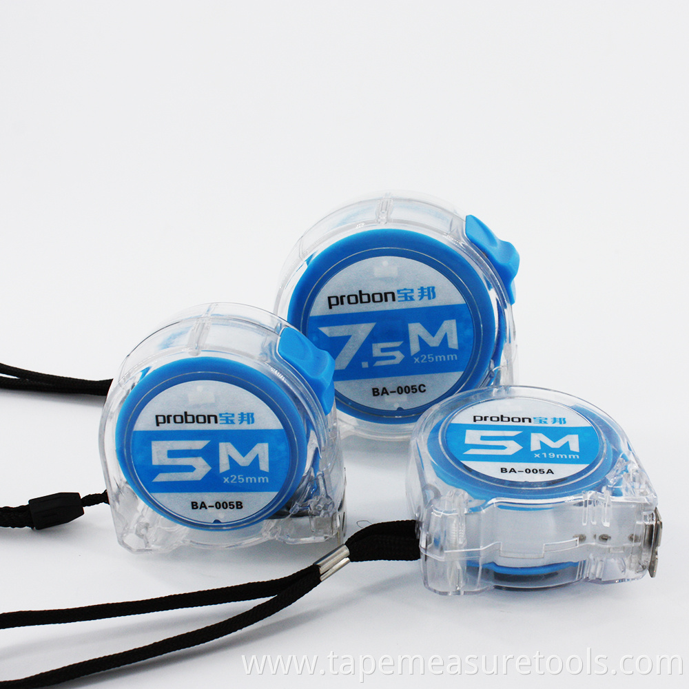 High quality transparent tape measure 5m 7.5m waterproof measuring tape